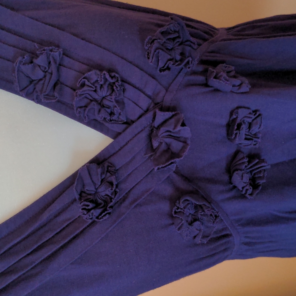 Purple Top With Fabric Flowers - Picture 2 of 4